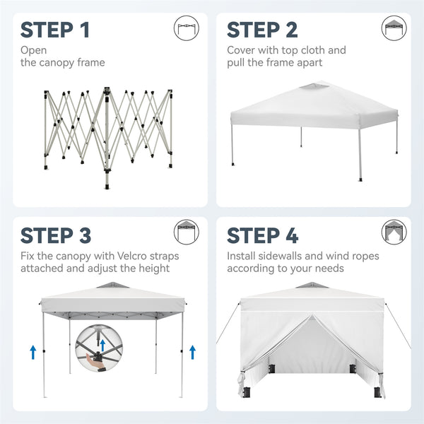 10'x10' Pop Up Canopy Tent with Sidewall 4 in 1 Outdoor Gazebo