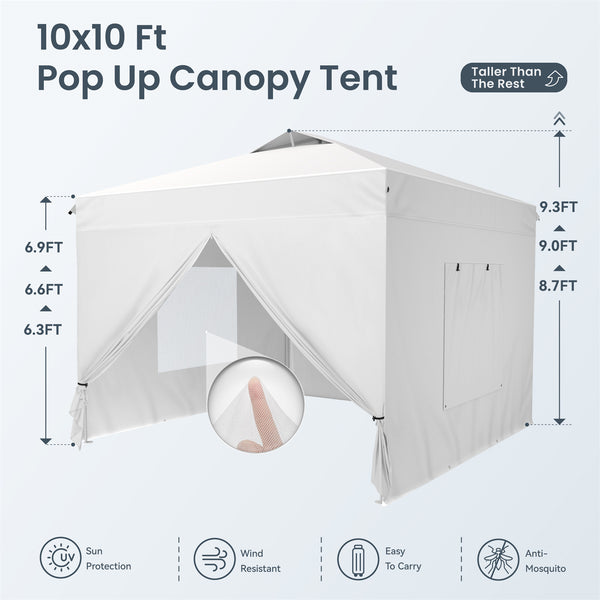 10'x10' Pop Up Canopy Tent with Sidewall 4 in 1 Outdoor Gazebo