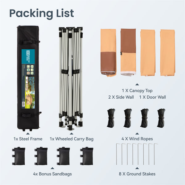 10'x10' Pop Up Canopy Tent with Sidewall 4 in 1 Outdoor Gazebo