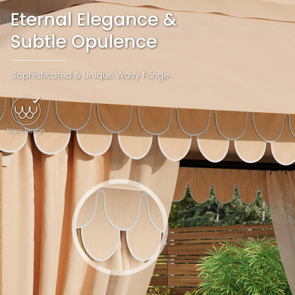 10'x13' Patio Affordable Wood Grain Gazebo with Mosquito Net