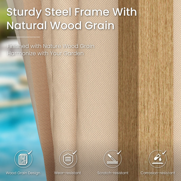 10'x13' Patio Affordable Wood Grain Gazebo with Mosquito Net