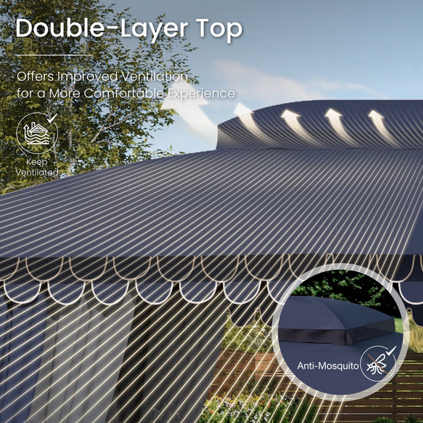 10'x13' Patio Affordable Wood Grain Gazebo with Mosquito Net