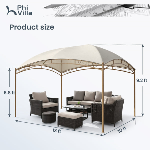 10'x13' Garden Curved Gazebo Outdoor Arc Top Canopy