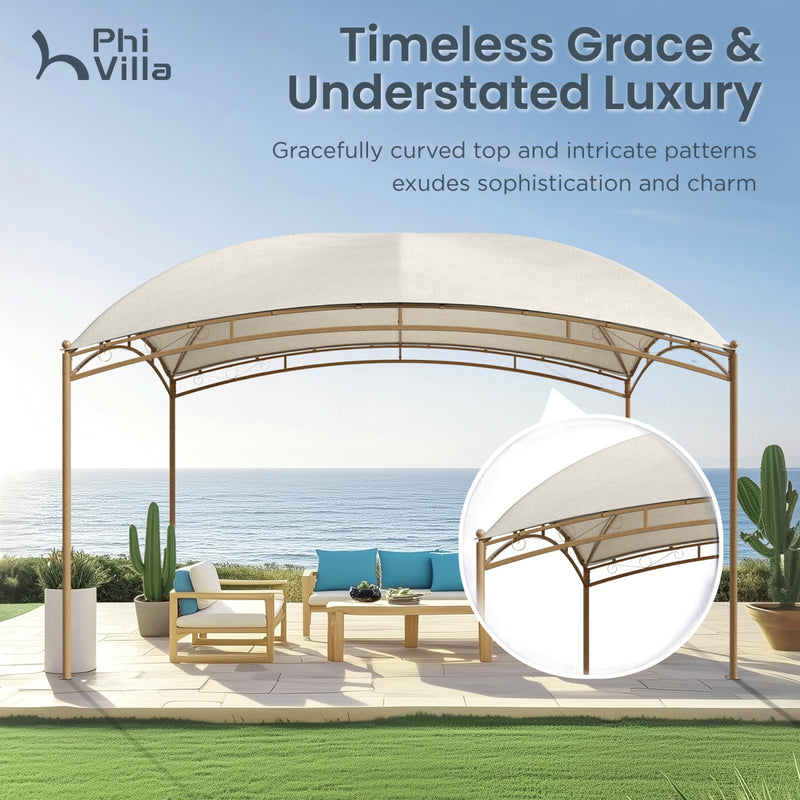 PHI VILLA 10’x13’ Patio Curved Gazebo Outdoor Arc Top Canopy