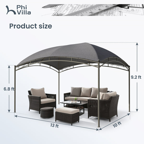 10'x13' Garden Curved Gazebo Outdoor Arc Top Canopy