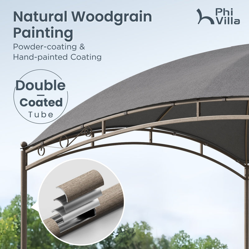 PHI VILLA 10’x13’ Patio Curved Gazebo Outdoor Arc Top Canopy