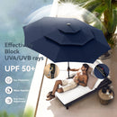 PHI VILLA 10ft 3 Tier Auto-tilt Patio Vented Umbrella with LED Lights