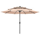 PHI VILLA 10ft 3 Tier Auto-tilt Patio Vented Umbrella with LED Lights