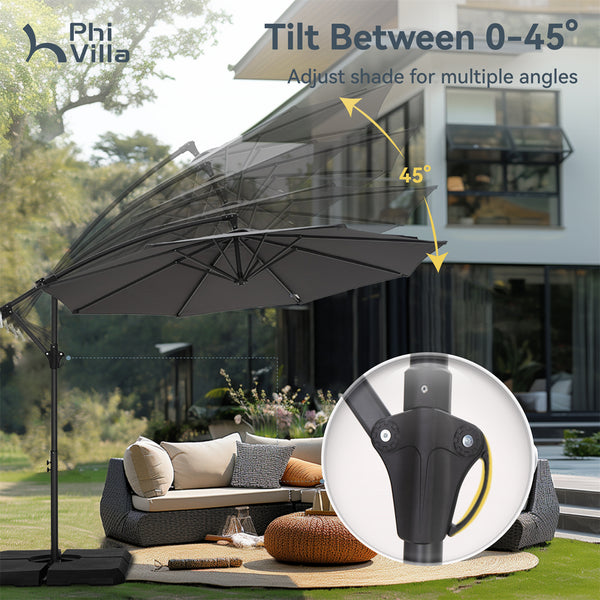 10ft Banana Parasol Umbrella Outdoor Offset Umbrella