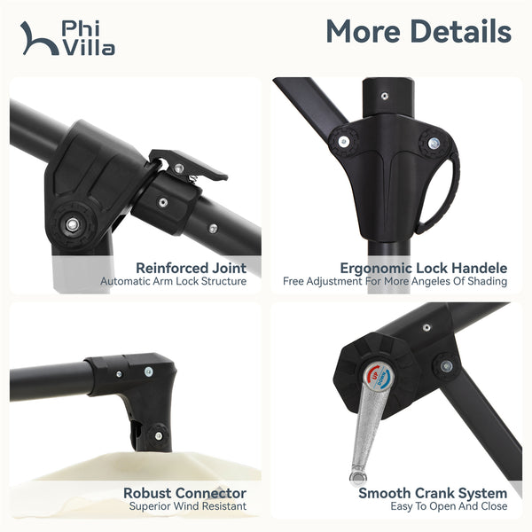 10ft Banana Parasol Umbrella Outdoor Offset Umbrella