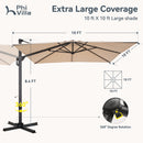 PHI VILLA Cantilever Umbrella - 360° Rotation & 7-Tilt Adjustable