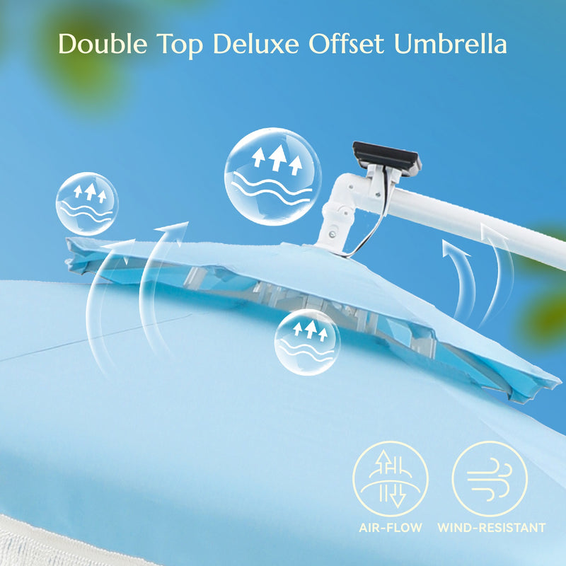PHI VILLA 10ft Double Top Patio Offset Umbrellas with Tassel for Deck, Pool, Backyard