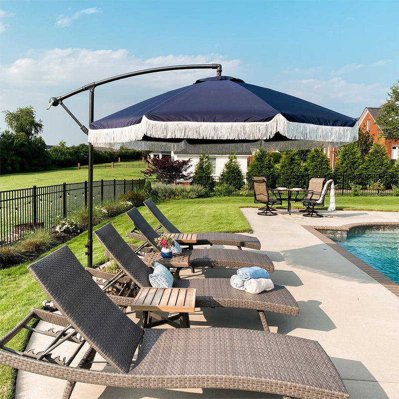 PHI VILLA 10ft Double Top Patio Offset Umbrellas with Tassel for Deck, Pool, Backyard