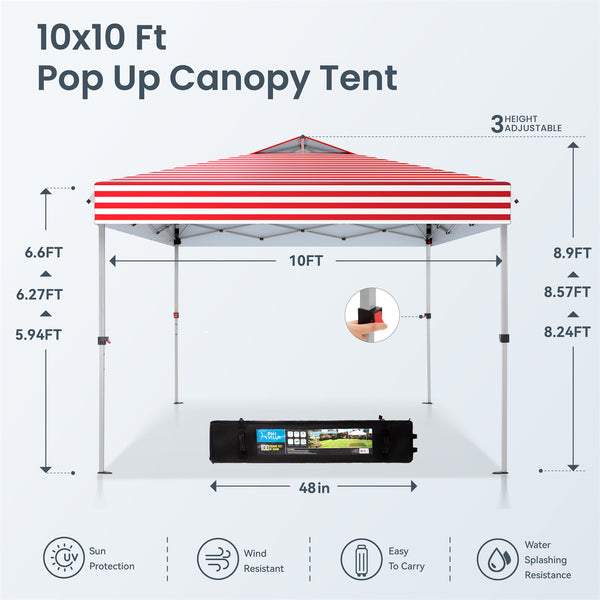10'x10' Pop Up Portable Canopy Tent with Wheeled Bag
