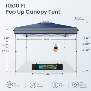 10'x10' Pop Up Portable Canopy Tent with Wheeled Bag