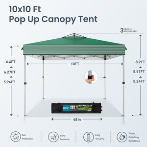 10'x10' Pop Up Portable Canopy Tent with Wheeled Bag