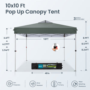 10'x10' Pop Up Portable Canopy Tent with Wheeled Bag