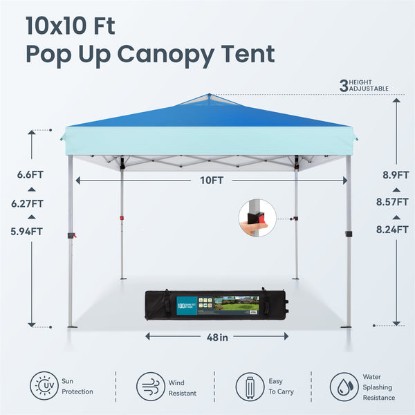 10'x10' Pop Up Portable Canopy Tent with Wheeled Bag