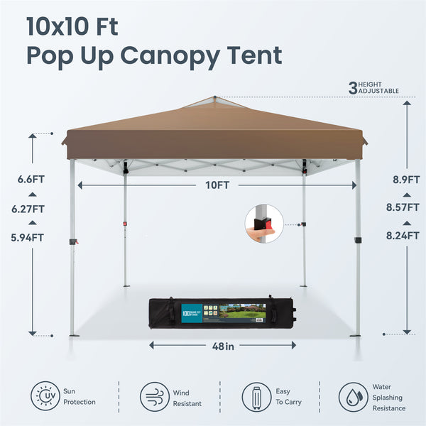10'x10' Pop Up Portable Canopy Tent with Wheeled Bag