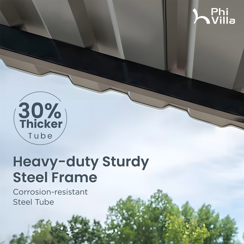 PHI VILLA Deluxe Heavy Duty Metal Outdoor Carport Canopy Multi-use Car Garage Shelter