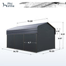 Multi-Sized 1 Car Metal Carport with Sides