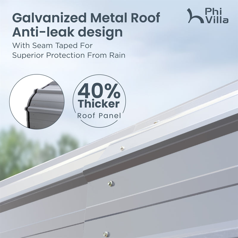PHI VILLA Deluxe Heavy Duty Metal Outdoor Carport Canopy Multi-use Car Garage Shelter