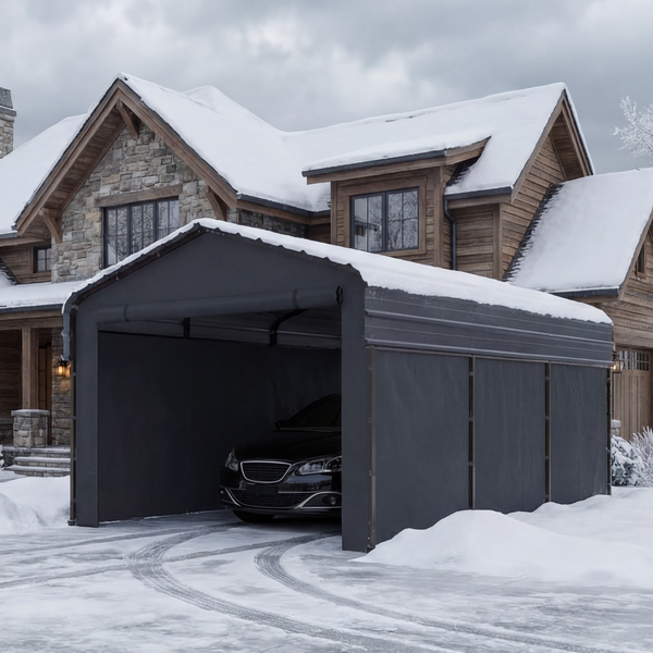 Multi-Sized 1 Car Metal Carport with Sides