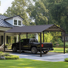 10x20ft Metal Carport with Galvanized Gable Roof