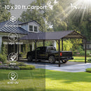 10x20ft Metal Carport with Galvanized Gable Roof