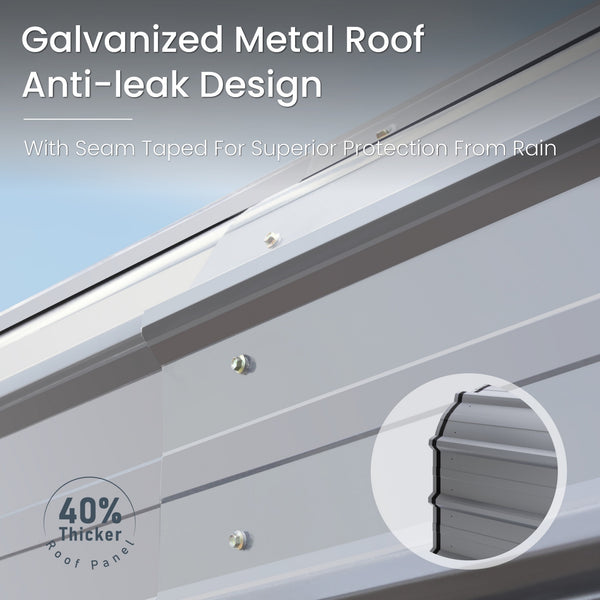Multi-Sized 1 Car Metal Carport with Sides