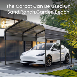 Multi-Sized 1 Car Metal Carport with Sides
