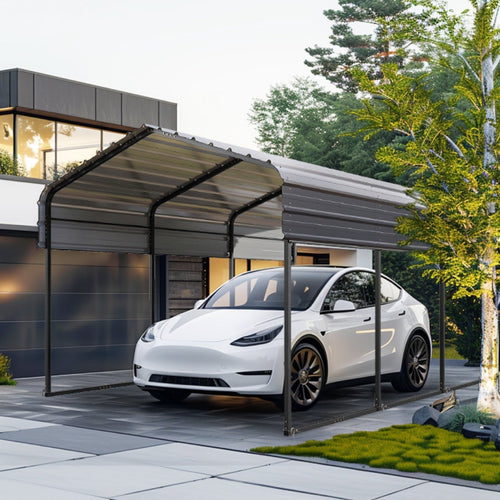 Multi-Sized 1 Car Metal Carport with Sides
