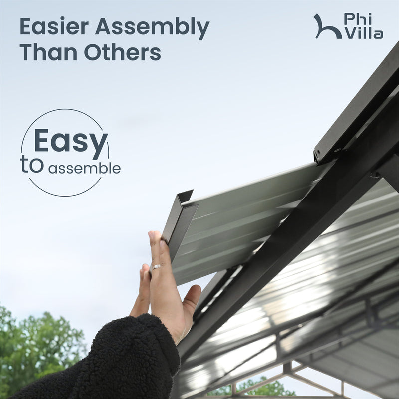 PHI VILLA 10x20ft Metal Carport with Heavy Duty Galvanized Gable Roof
