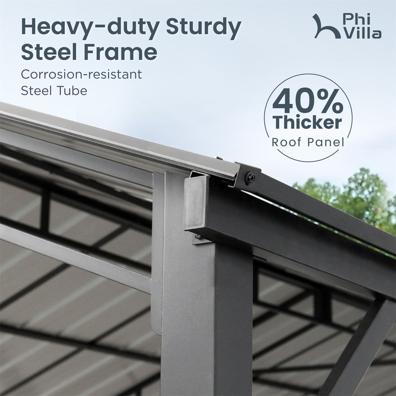 PHI VILLA 10x20ft Metal Carport with Heavy Duty Galvanized Gable Roof