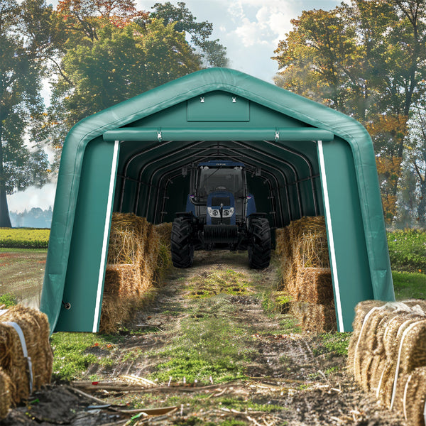 Multi-Sized PE Storage Tent for Vehicles and Farm, 11x32 ft
