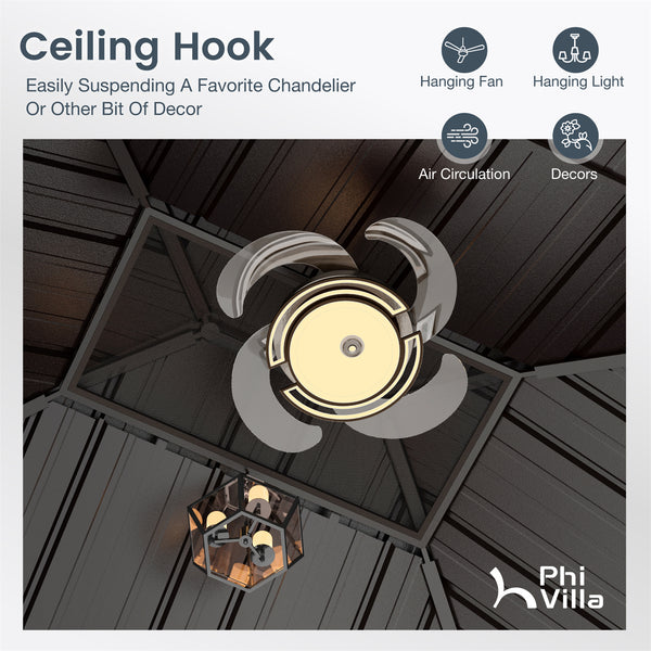 14'x20' Outdoor Hardtop Gazebo with Galvanized Steel Roof and Mosquito Net