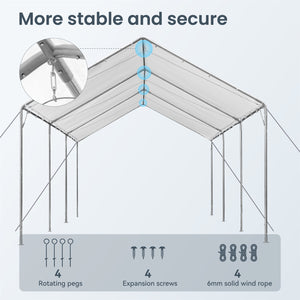 12X20ft PE Carport Height Adjustable Car Storage