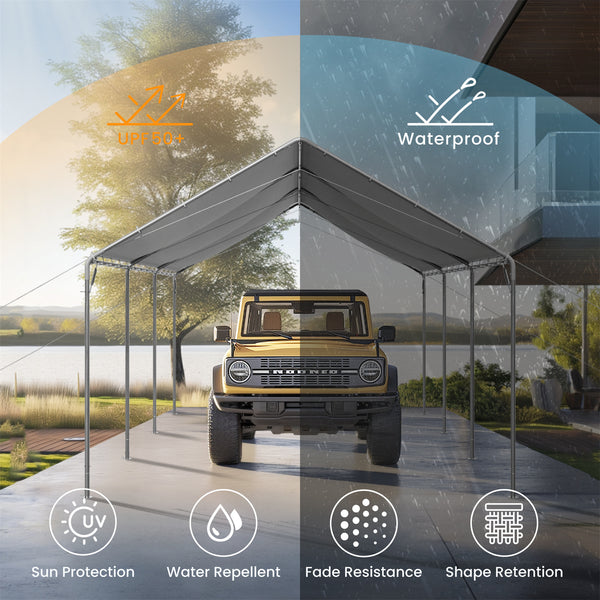 12X20ft PE Carport Height Adjustable Car Storage