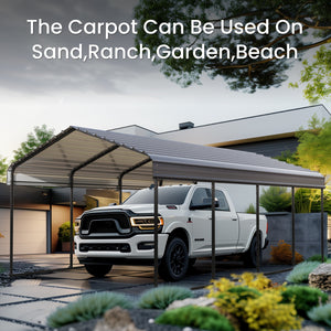 Multi-Sized 1 Car Metal Carport with Sides
