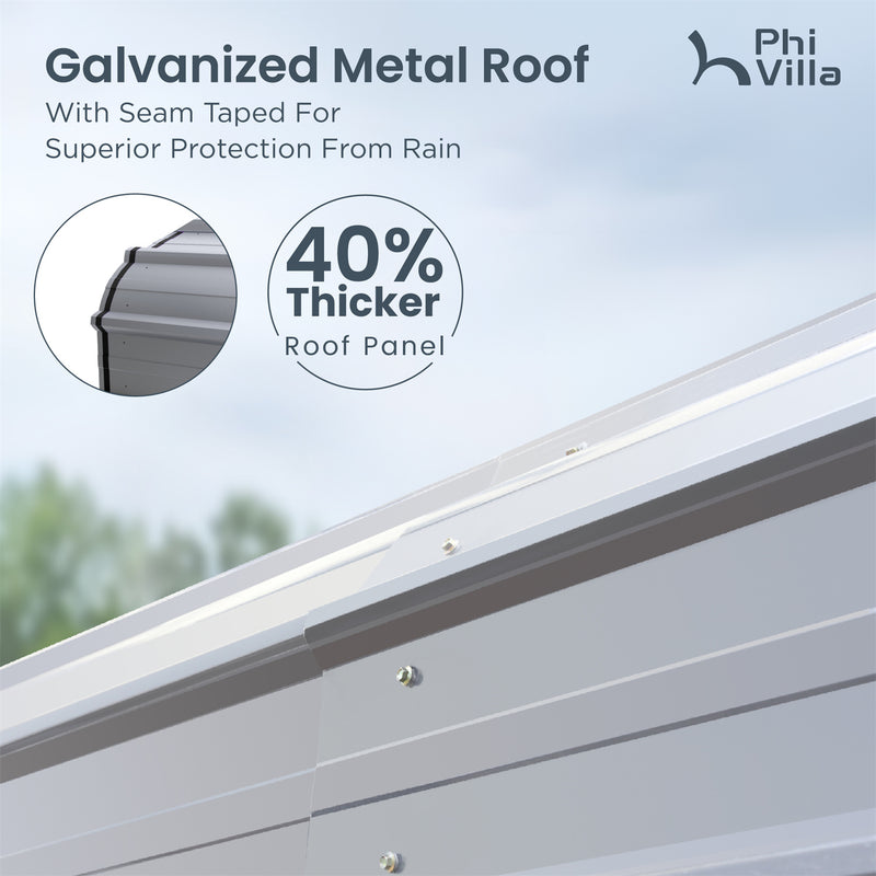 PHI VILLA Deluxe Heavy Duty Metal Outdoor Carport Canopy Multi-use Car Garage Shelter