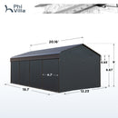 Multi-Sized 1 Car Metal Carport with Sides