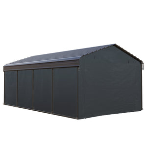 Multi-Sized 1 Car Metal Carport with Sides