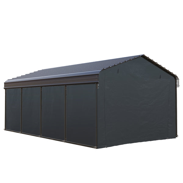 Multi-Sized 1 Car Metal Carport with Sides