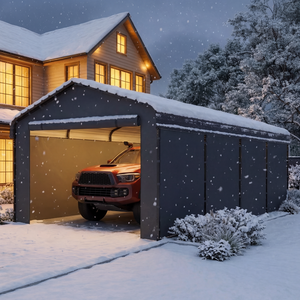 Multi-Sized 1 Car Metal Carport with Sides