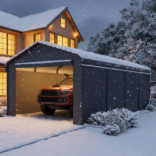 Multi-Sized 1 Car Metal Carport with Sides