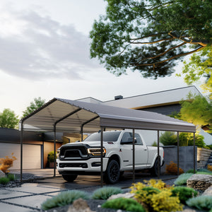 Multi-Sized 1 Car Metal Carport with Sides