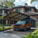 Multi-Sized 1 Car Metal Carport with Sides