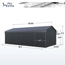 Multi-Sized 1 Car Metal Carport with Sides