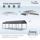 Multi-Sized 1 Car Metal Carport with Sides