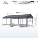 Multi-Sized 1 Car Metal Carport with Sides